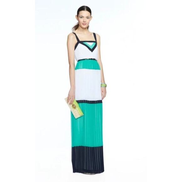 NEW Banana Republic Milly Maxi Dress color block vacation wedding pleated 2 - Picture 1 of 10